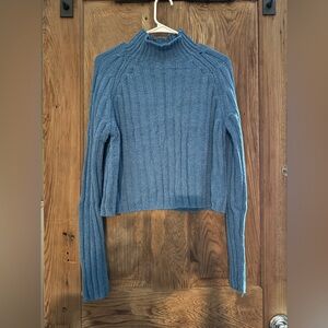 American Eagle Blue Snowsoft Mock Neck Sweater